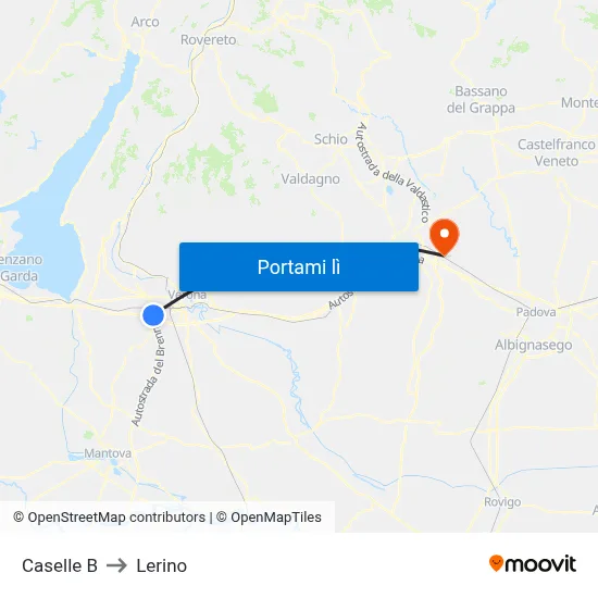 Caselle B to Lerino map
