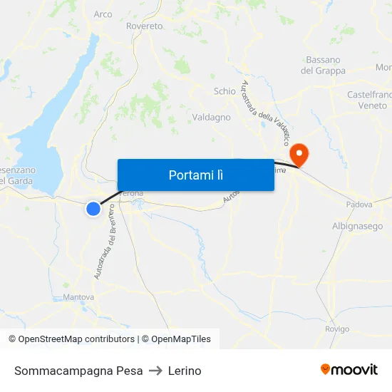 Sommacampagna Pesa to Lerino map