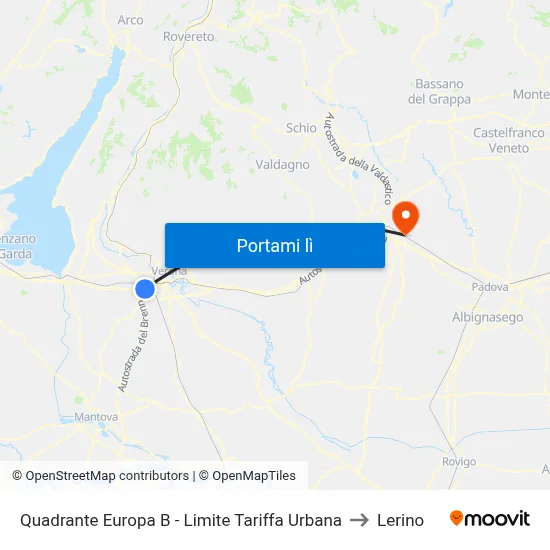 Quadrante Europa B - Limite Tariffa Urbana to Lerino map