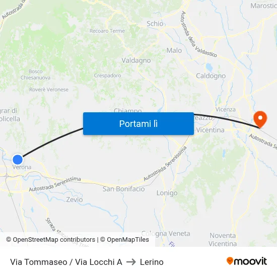 Via Tommaseo / Via Locchi A to Lerino map