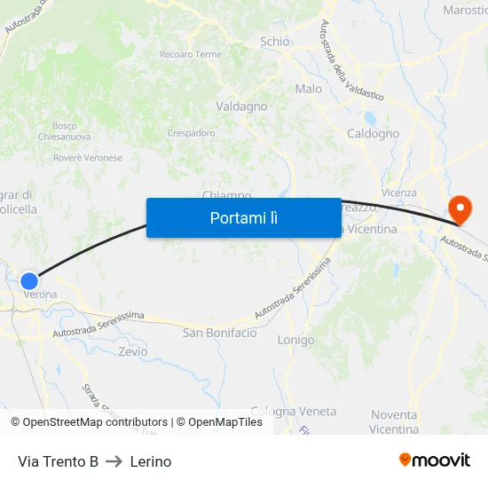 Via Trento B to Lerino map