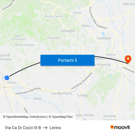 Via Ca Di Cozzi III B to Lerino map