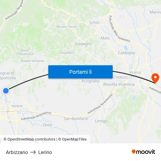 Arbizzano to Lerino map