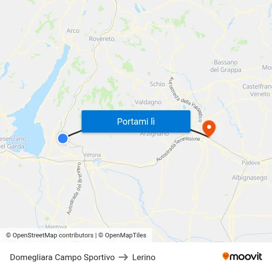 Domegliara Campo Sportivo to Lerino map