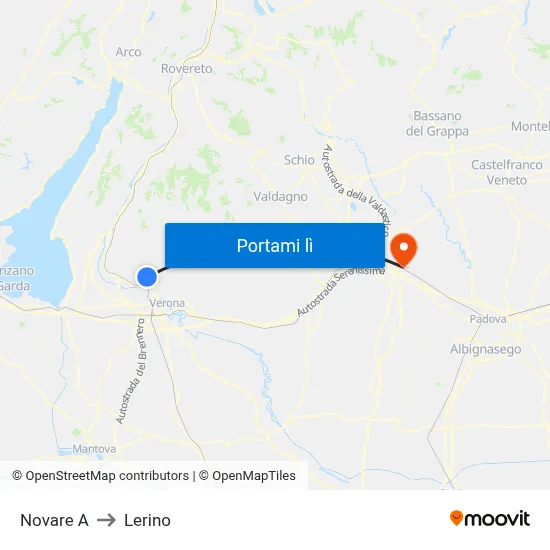 Novare A to Lerino map