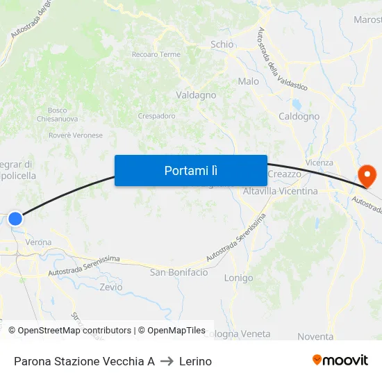 Parona Stazione Vecchia A to Lerino map