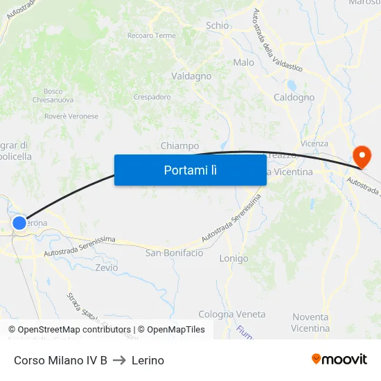 Corso Milano IV B to Lerino map