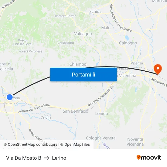 Via Da Mosto B to Lerino map