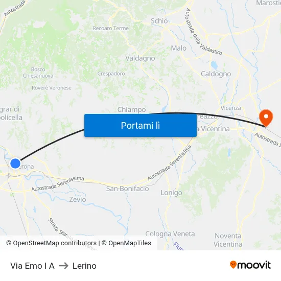 Via Emo I A to Lerino map