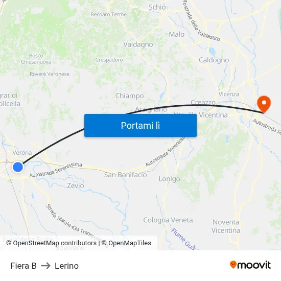 Fiera B to Lerino map