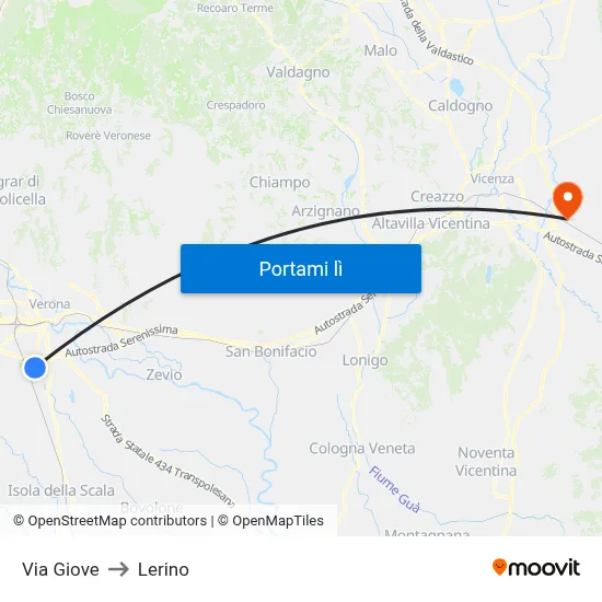 Via Giove to Lerino map