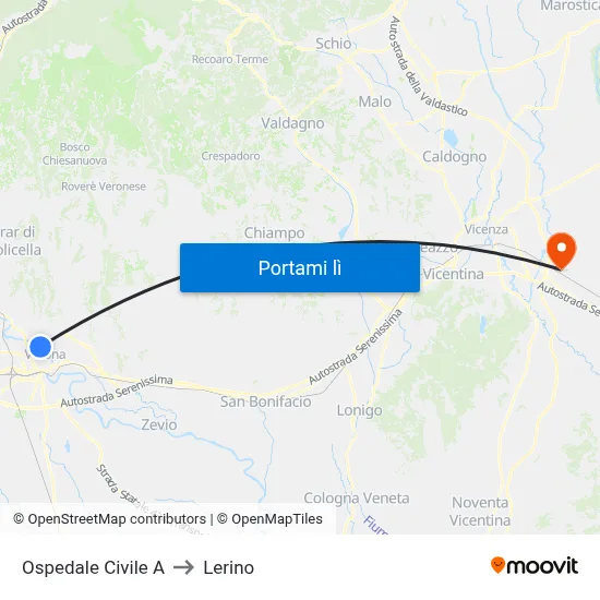 Ospedale Civile A to Lerino map