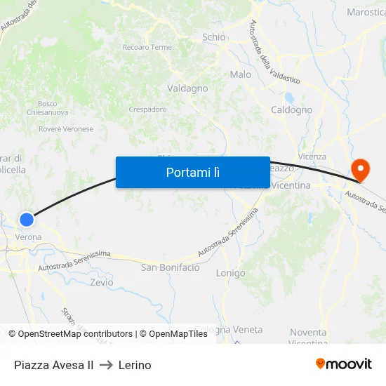 Piazza Avesa II to Lerino map