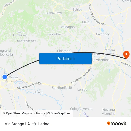 Via Stanga I A to Lerino map