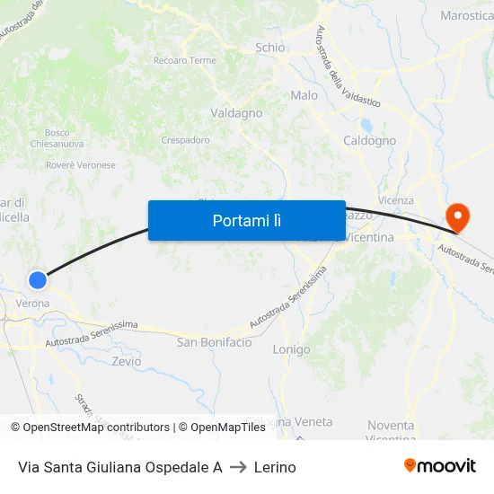 Via Santa Giuliana Ospedale A to Lerino map