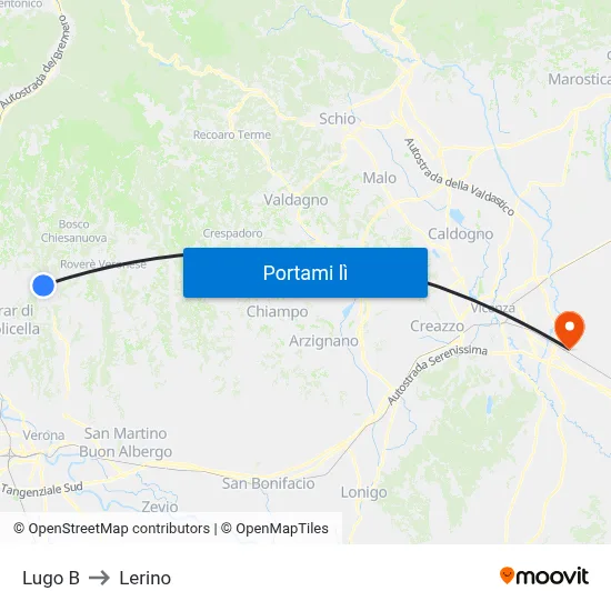 Lugo B to Lerino map