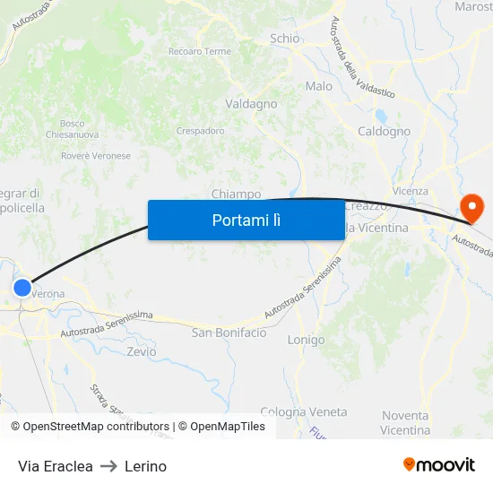 Via Eraclea to Lerino map