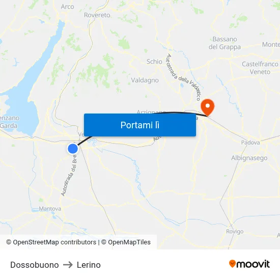 Dossobuono to Lerino map