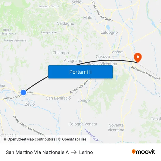 San Martino Via Nazionale A to Lerino map