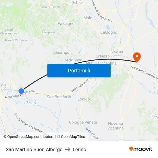 San Martino Buon Albergo to Lerino map