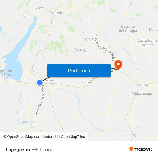 Lugagnano to Lerino map