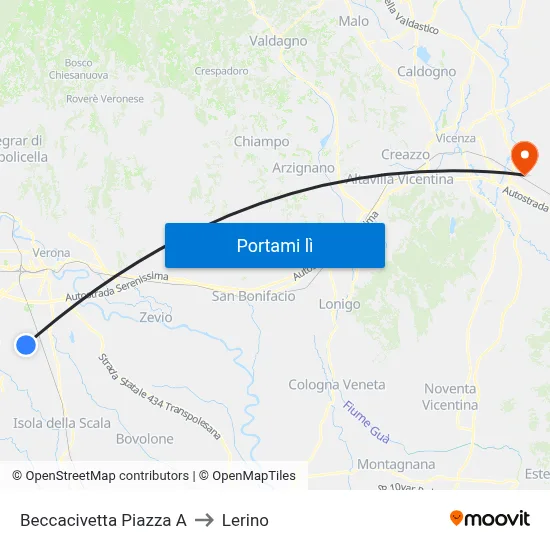 Beccacivetta Piazza A to Lerino map