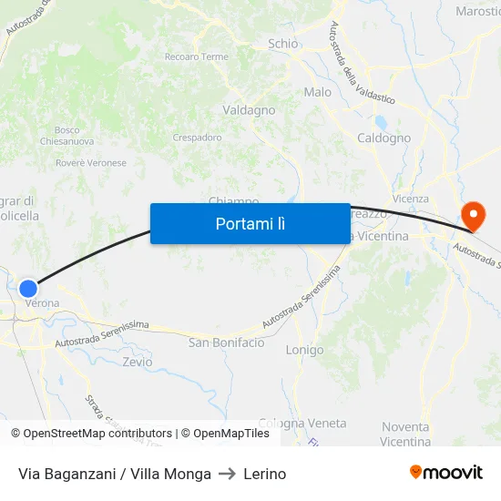 Via Baganzani / Villa Monga to Lerino map