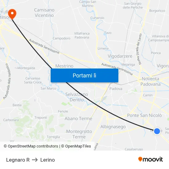 Legnaro R to Lerino map