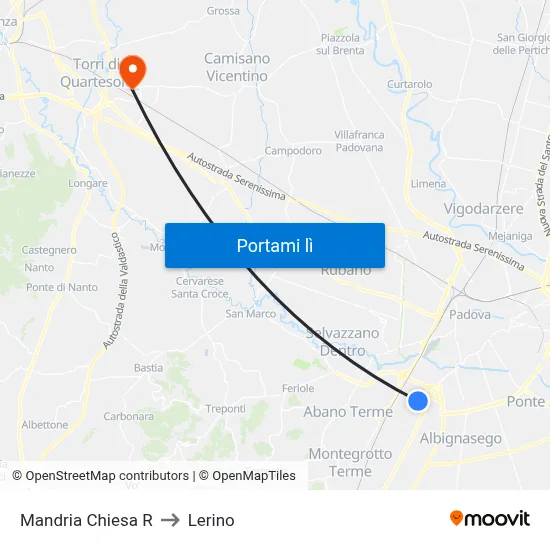 Mandria Chiesa R to Lerino map