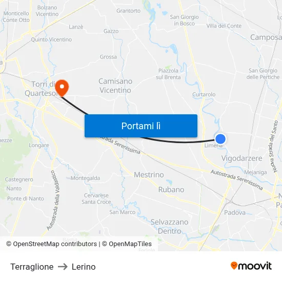 Terraglione to Lerino map