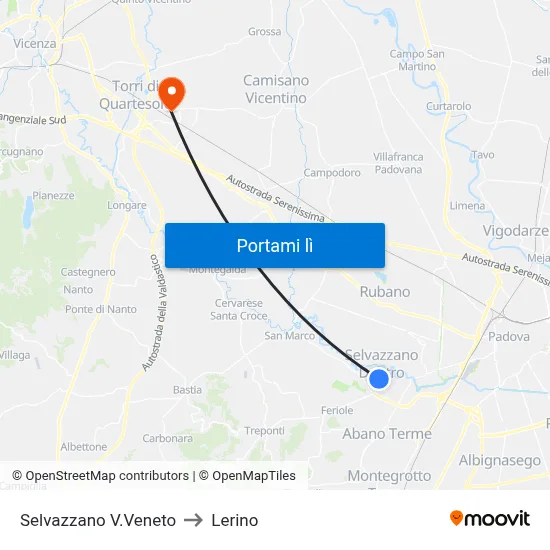 Selvazzano V.Veneto to Lerino map