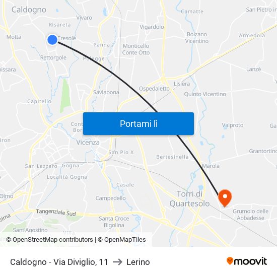 Caldogno - Via Diviglio, 11 to Lerino map