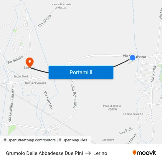 Grumolo Delle Abbadesse Due Pini to Lerino map