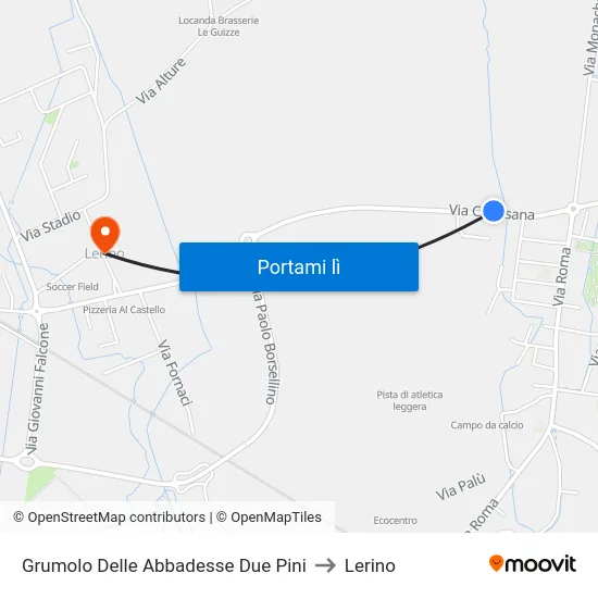 Grumolo Delle Abbadesse Due Pini to Lerino map