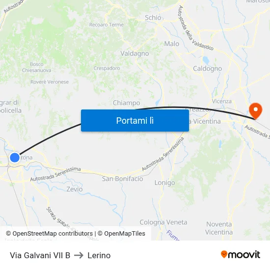 Via Galvani VII B to Lerino map