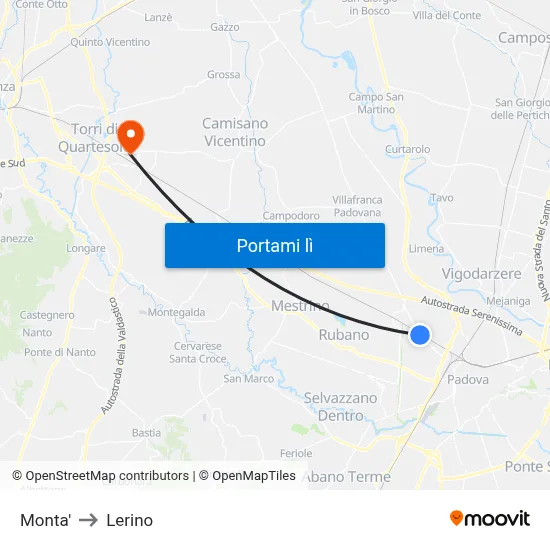 Monta' to Lerino map