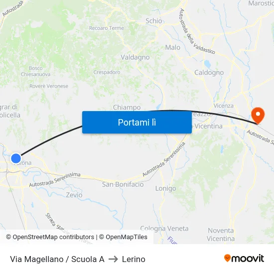 Via Magellano / Scuola A to Lerino map