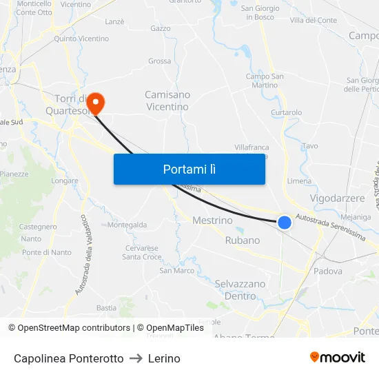 Capolinea Ponterotto to Lerino map