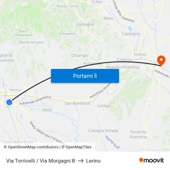 Via Torricelli / Via Morgagni B to Lerino map