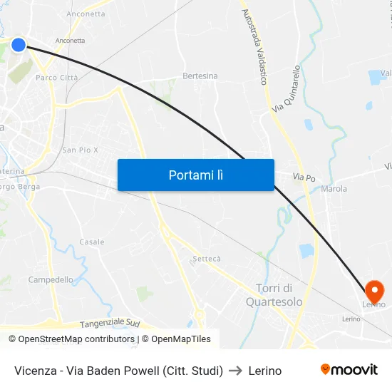 Vicenza - Via Baden Powell (Citt. Studi) to Lerino map
