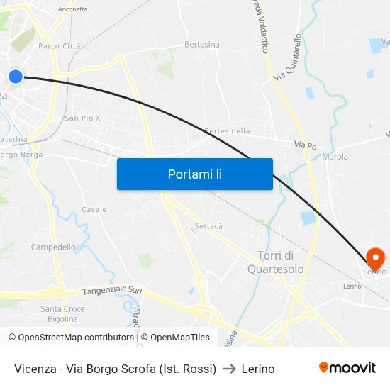 Vicenza - Via Borgo Scrofa (Ist. Rossi) to Lerino map