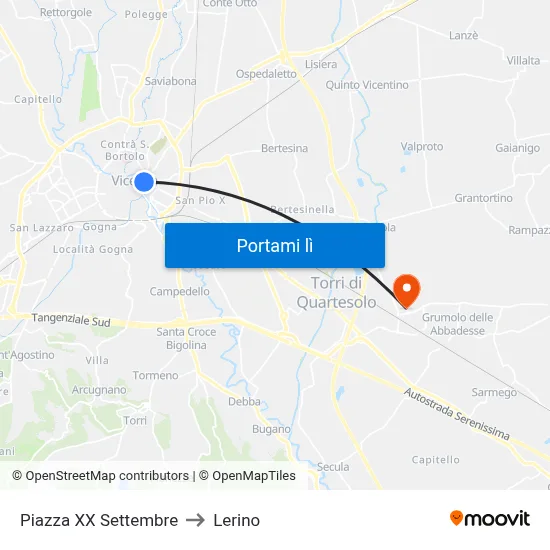 Piazza XX Settembre to Lerino map