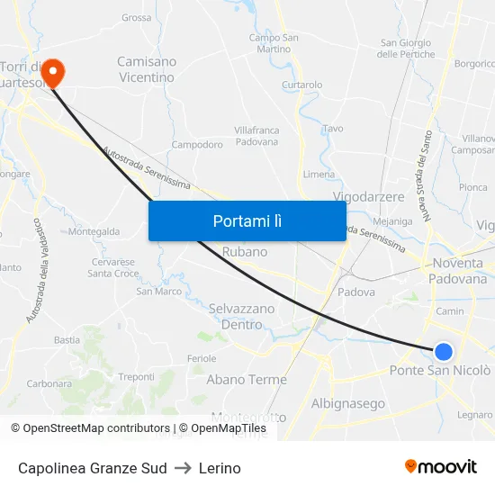 Capolinea Granze Sud to Lerino map