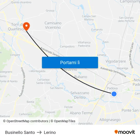 Businello Santo to Lerino map