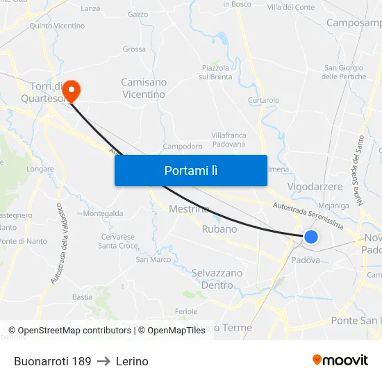 Buonarroti 189 to Lerino map