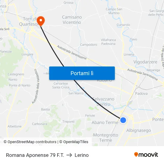 Romana Aponense 79 F.T. to Lerino map