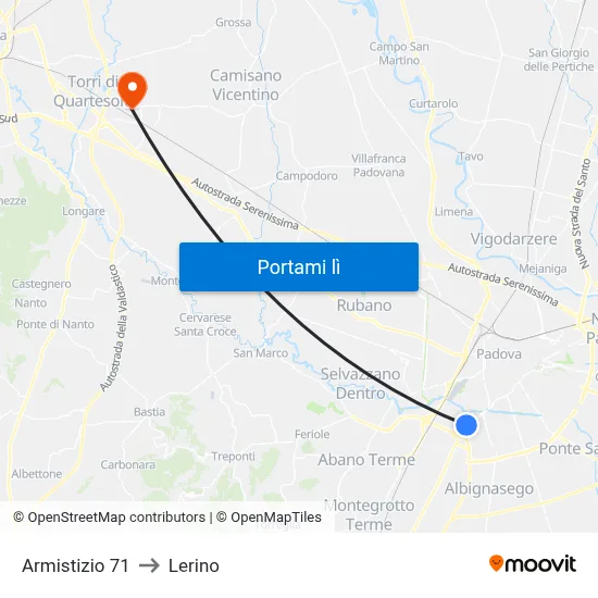 Armistizio 71 to Lerino map