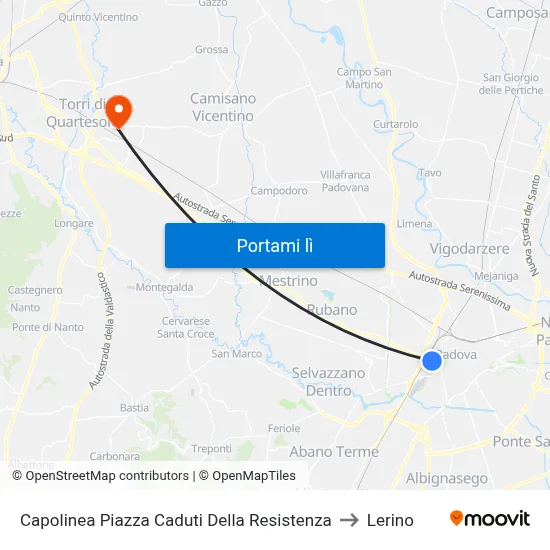 Capolinea Piazza Caduti Della Resistenza to Lerino map