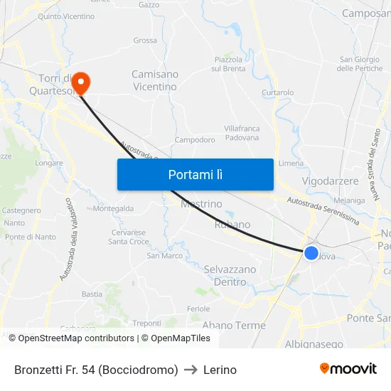 Bronzetti Fr. 54 (Bocciodromo) to Lerino map