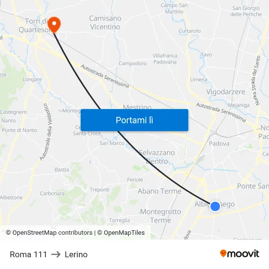 Roma 111 to Lerino map